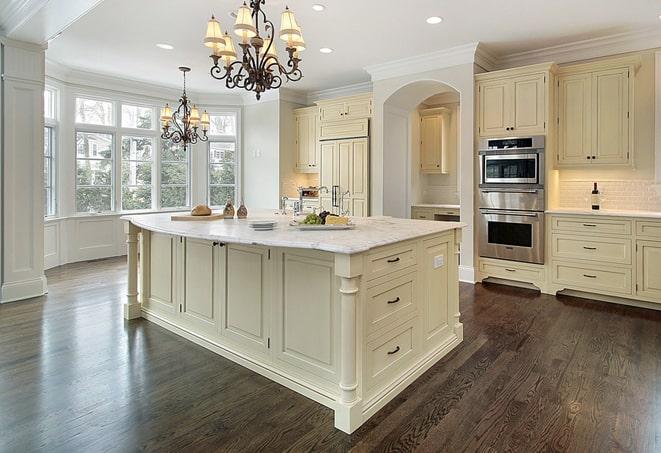 close-up of textured laminate flooring in a kitchen in Beaver